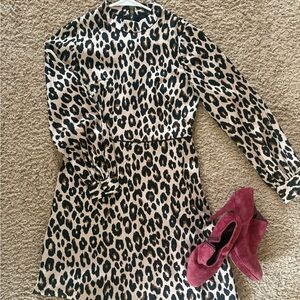 Ann Taylor Black and White Sheath Dress with Bishop Sleeves